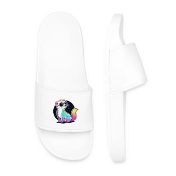 Furet cosmique arc-en-ciel lunettes roses - Claquettes Homme - blanc - Devant