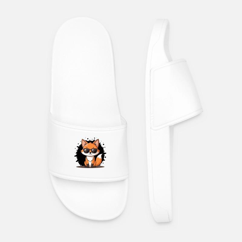 Chic Fox Black Glasses - Men’s Pool Sliders - white