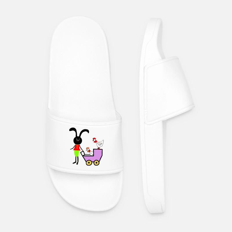 Rabbit Bunny Easter Chickens Kids - Men’s Pool Sliders - white