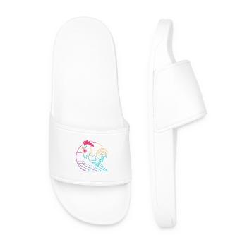 Coq neon rétro avec lunettes - Claquettes Homme - blanc - Devant