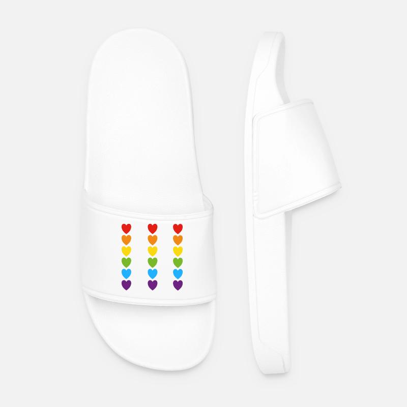 Pride Rainbow Hearts - Men’s Pool Sliders - white