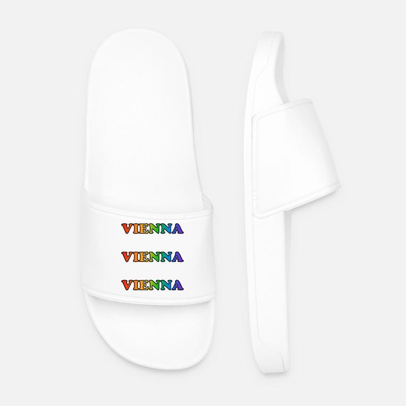 Vienna Rainbow Repeats - Men’s Pool Sliders - white