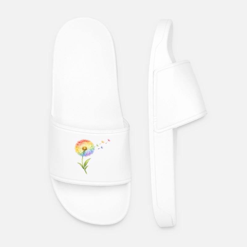 Regenbogen Pusteblume - Männer Badelatschen - Weiß