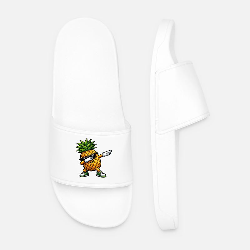 Dabbing pineapple - Men’s Pool Sliders - white