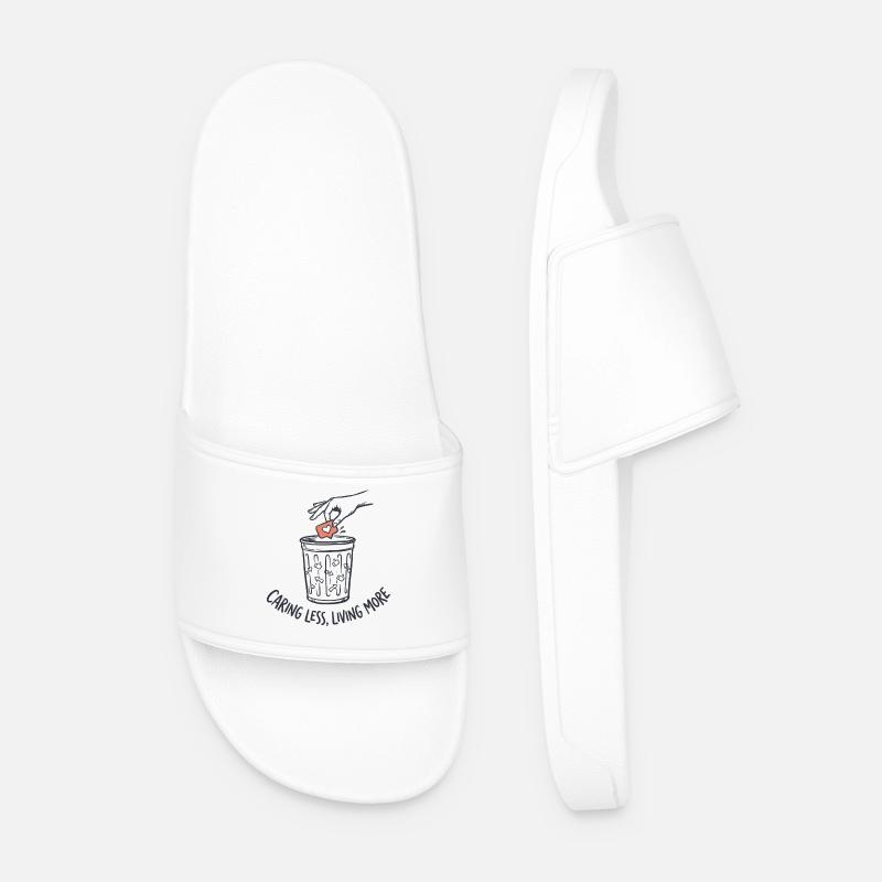 Caring Less Living More - Men’s Pool Sliders - white
