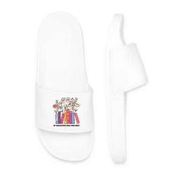 Flower Book Reading Magic - Men’s Pool Sliders - white - Front