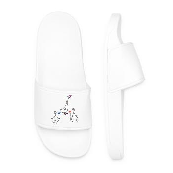 Geese with Flower - Men’s Pool Sliders - white - Front