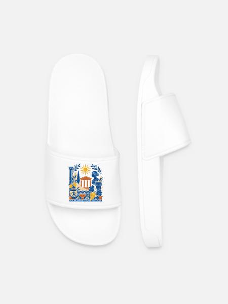 Antique Columns and Sun Collage - Men’s Pool Sliders - white