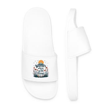 Hiking - Wander Where the Wild Things Grow - Men’s Pool Sliders - white - Front