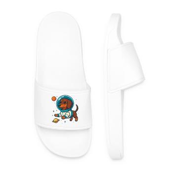 Teckel dans l’espace – Petit chien astronaute mignon - Claquettes Homme - blanc - Devant