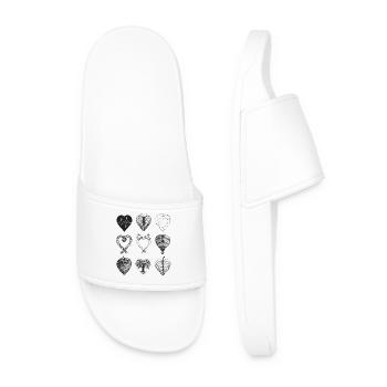 Heart shaped drawings (Black) - Men’s Pool Sliders - white - Front