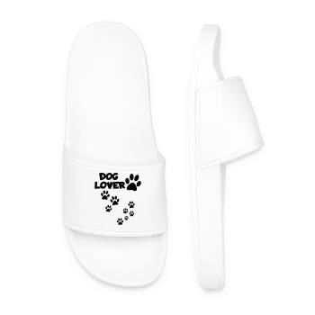 Dog lover, animal lover, dog, paws # - Men’s Pool Sliders - white - Front