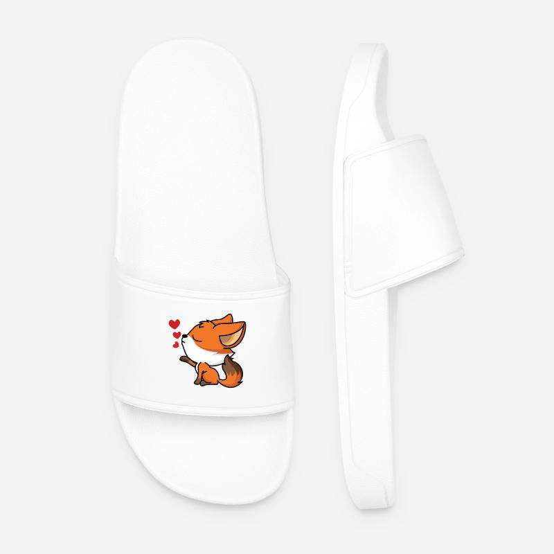 Heart Fox - Men’s Pool Sliders - white