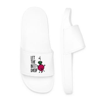 funny Let the beet drop - beat drop wordplay - Men’s Pool Sliders - white - Front