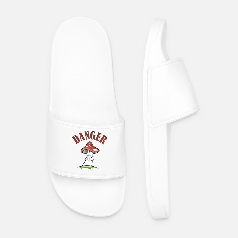 Toadstool danger symbol comic funny - Men’s Pool Sliders - white