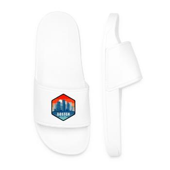 Boston Skyline Retro Badge - Men’s Pool Sliders - white - Front