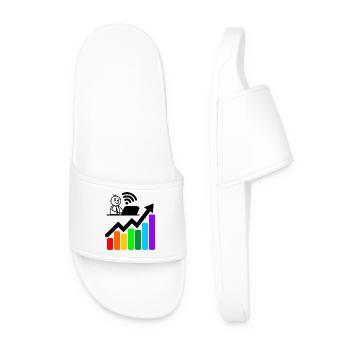 Tableau coloré jeune homme heureux sur ordinateur portable - Claquettes Homme - blanc - Devant