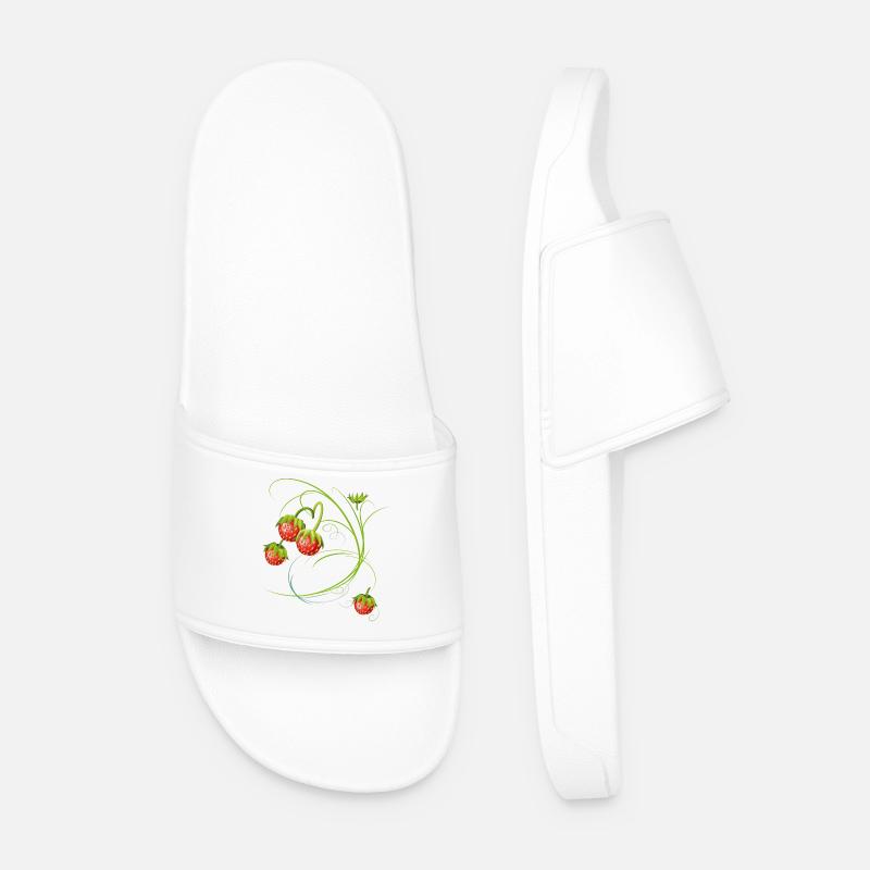 Erdbeeren, Obst - Männer Badelatschen - Weiß