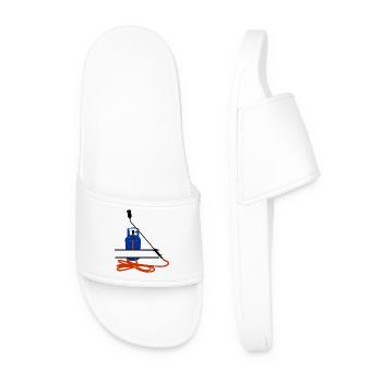 Roofers company Monogram logo gas bottle - Men’s Pool Sliders - white - Front