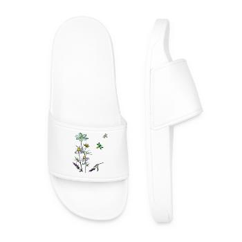 Herbs, chamomile, bees - Men’s Pool Sliders - white - Front