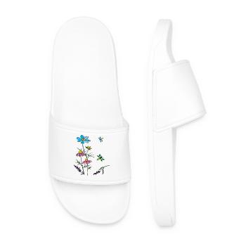 Herbs, chamomile, bees - Men’s Pool Sliders - white - Front