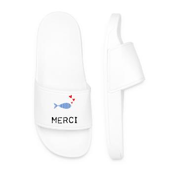 MERCI. THANKS. THANK YOU. ANNIVERSAIRE. NAISSANCE. - Claquettes Homme - blanc - Devant