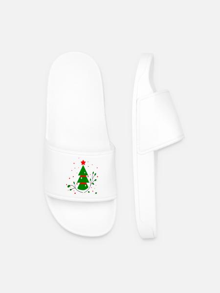 Noël, Arbre De Noël - Claquettes Homme - blanc