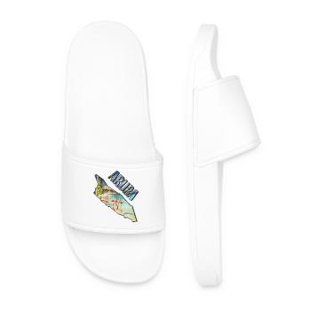 Watercolor Map Aruba - Men’s Pool Sliders - white - Front