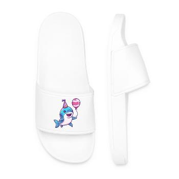 Shark Birthday Baby - Men’s Pool Sliders - white - Front
