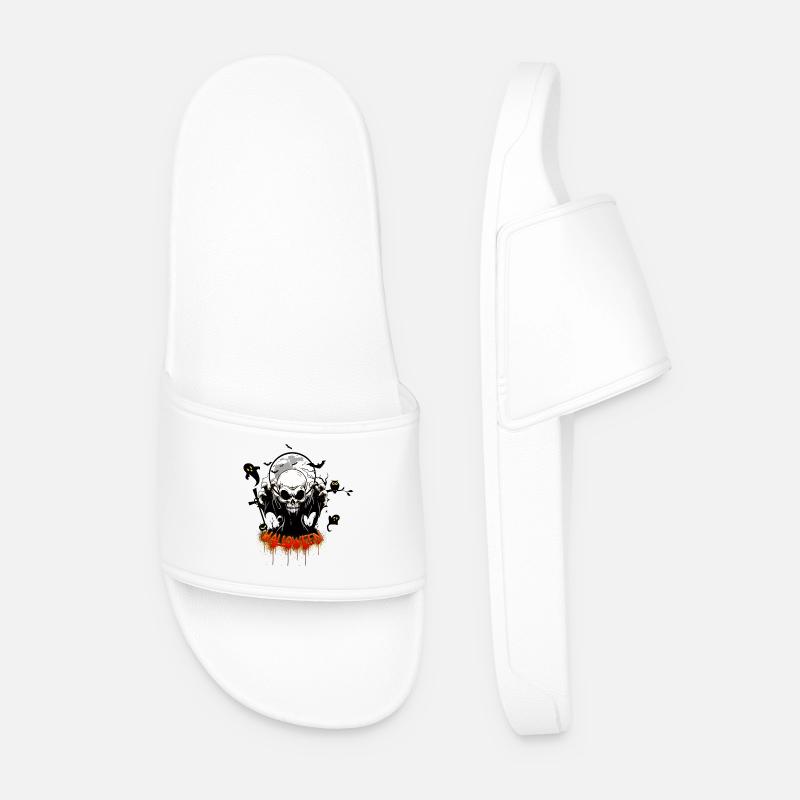 Skull with sharp teeth - Men’s Pool Sliders - white