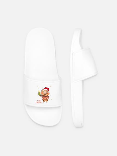 Merry Christmas Teddy - Men’s Pool Sliders - white