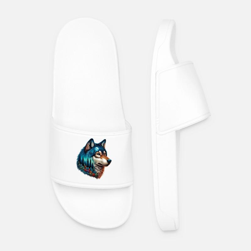 Wolf - Männer Badelatschen - Weiß