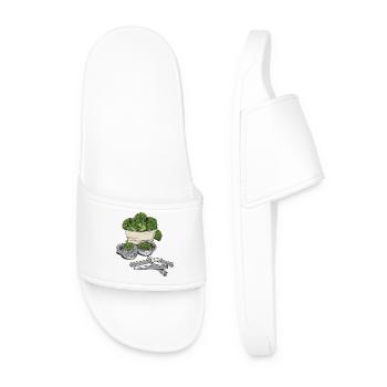 Broccoli // Illustration - Men’s Pool Sliders - white - Front
