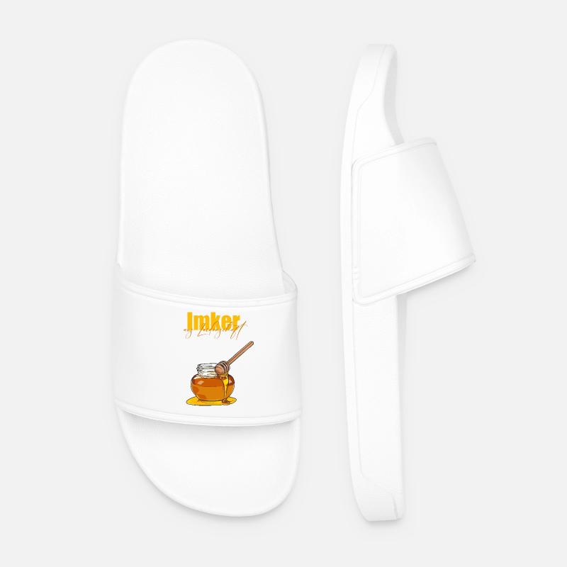 Passionate beekeeper // Illustration - Men’s Pool Sliders - white
