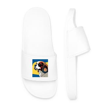Chien cavalier king charles stylisé pop art - Claquettes Homme - blanc - Devant