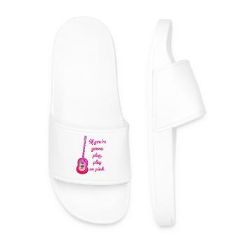 Play On Pink Guitar! Become the Queen of Guitar! - Men’s Pool Sliders - white - Front