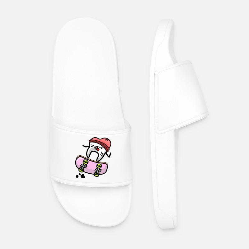kawaii Zahn auf skateboard - Männer Badelatschen - Weiß