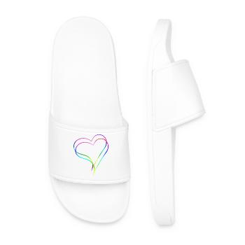 Coeurs Arc-en-ciel - Amour - Claquettes Homme - blanc - Devant