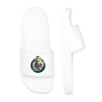 Space Cat - Men’s Pool Sliders - white - Front