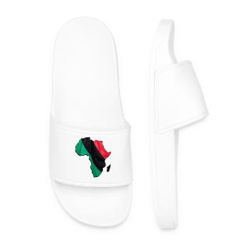 Pan Afrika Flagge in der Afrika Landkarte - Männer Badelatschen - Weiß - Vorne