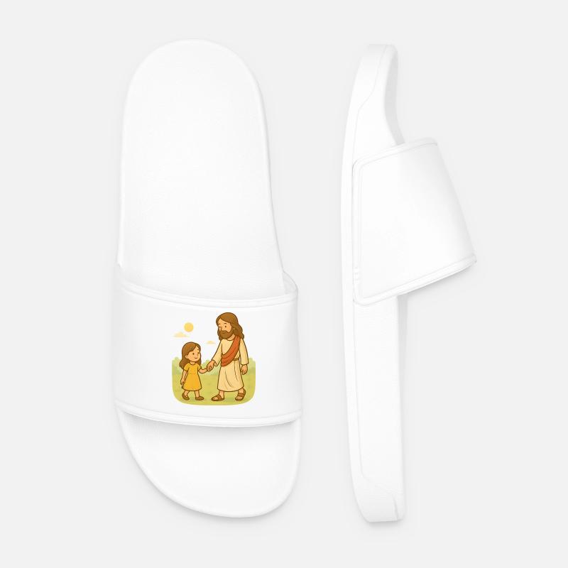 Walk with Jesus (Mädchen) - Männer Badelatschen - Weiß