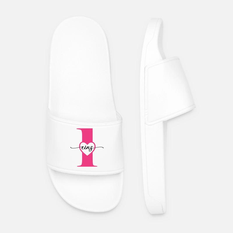 Digit One 1 with Heart - Men’s Pool Sliders - white