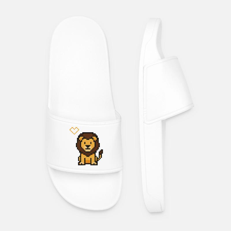 Lion Pixel - Men’s Pool Sliders - white