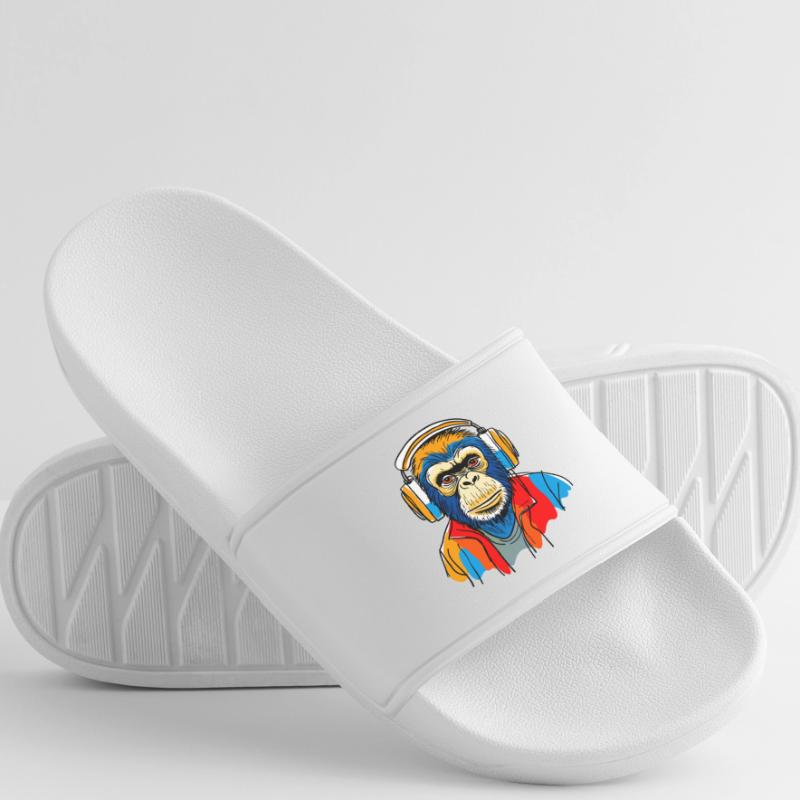 Affe mit Kopfhörern Männer Badelatschen