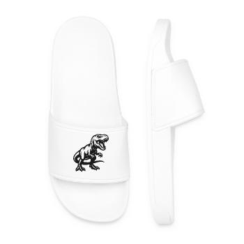Dino Silhouette Tyrannosaurus - Men’s Pool Sliders - white - Front