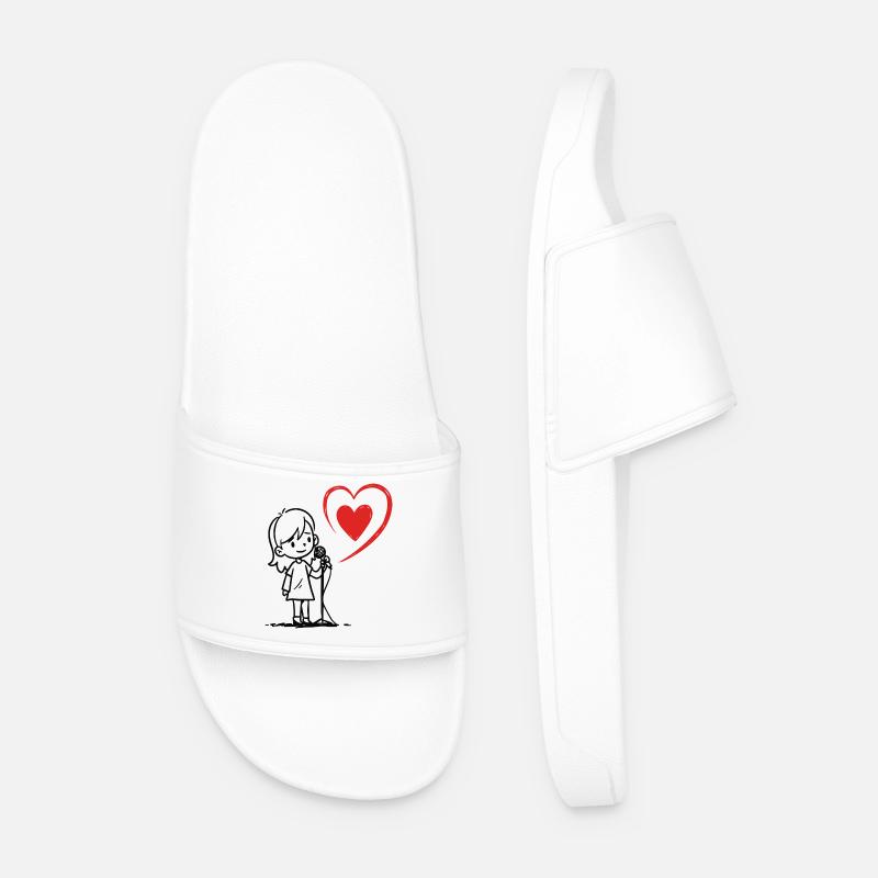 Mädchen singt mit einer Herznote - Männer Badelatschen - Weiß