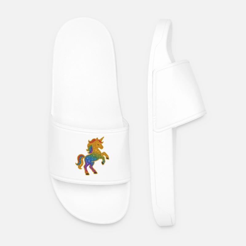 Glitterndes Regenbogen-Einhorn - Männer Badelatschen - Weiß