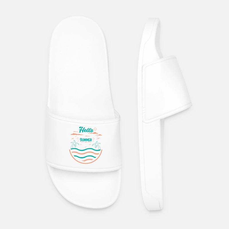 Summer Palm Tree Beach Design - Men’s Pool Sliders - white