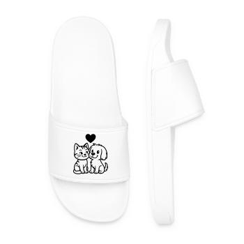 Chien mignon et chat mignon avec coeur - Claquettes Homme - blanc - Devant
