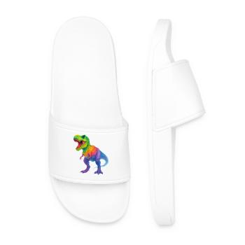 Colorful Gradient Dinosaur - Men’s Pool Sliders - white - Front